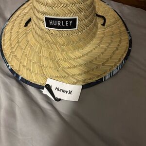 Hurley Tan Straw Hat with Black Logo